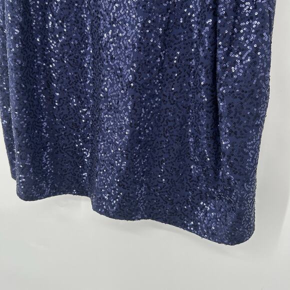Roamans Blue Sequins Top Blouse Short Sleeve Stretch Scoop Neck Size 22W - Picture 4 of 9